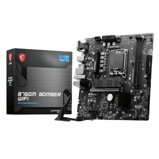 MSI B760M BOMBER WIFI motherboard with retail box