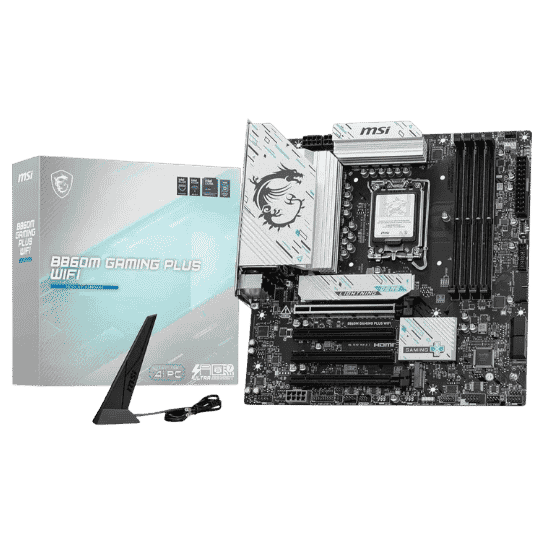 MSI B860M GAMING WIFI motherboard with retail box