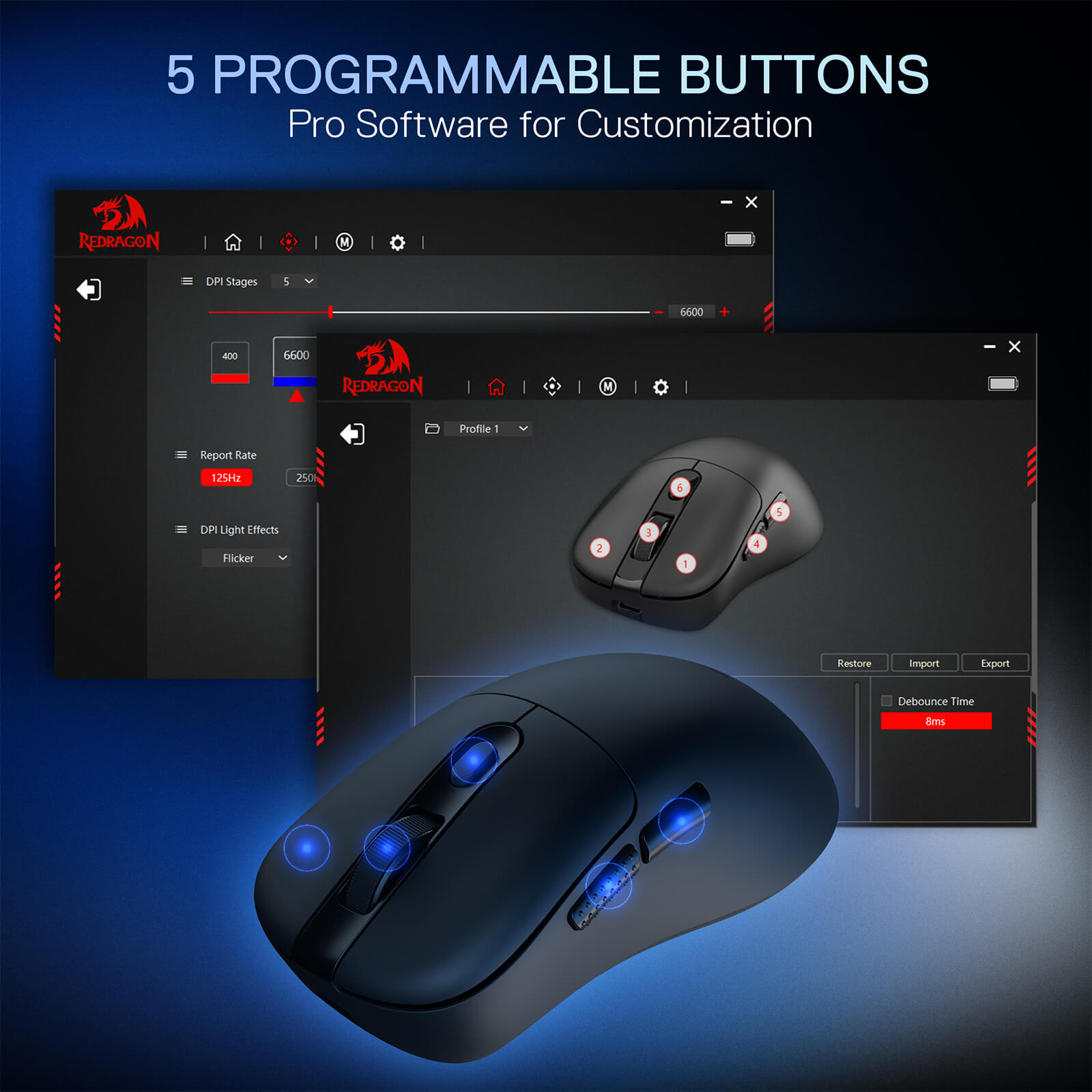 Redragon M998 Ebony Standard mouse features