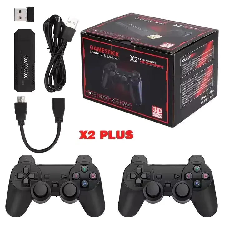 X2 Plus Retro 3D 32000 Video Games 4K OUTPUT Gamestick with Two wireless Controller