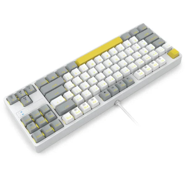 E-YOOSO Z-87 Yellow Single Light 87 Keys Wired Mechanical Keyboard White/Grey