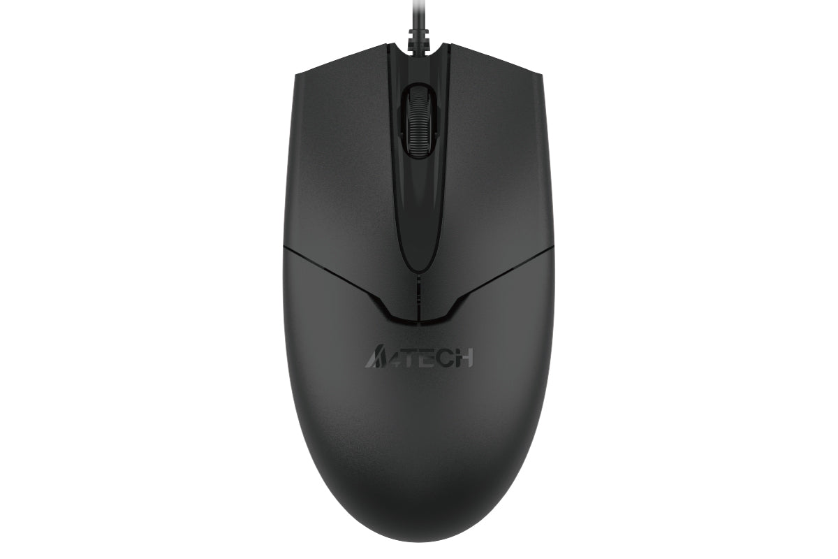 A4Tech OP-550S Silent Click Wired USB Mouse with Teflon Feet - Black — front product view