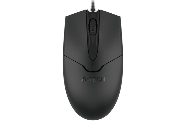 A4Tech OP-550S Silent Click Wired USB Mouse with Teflon Feet - Black — front product view