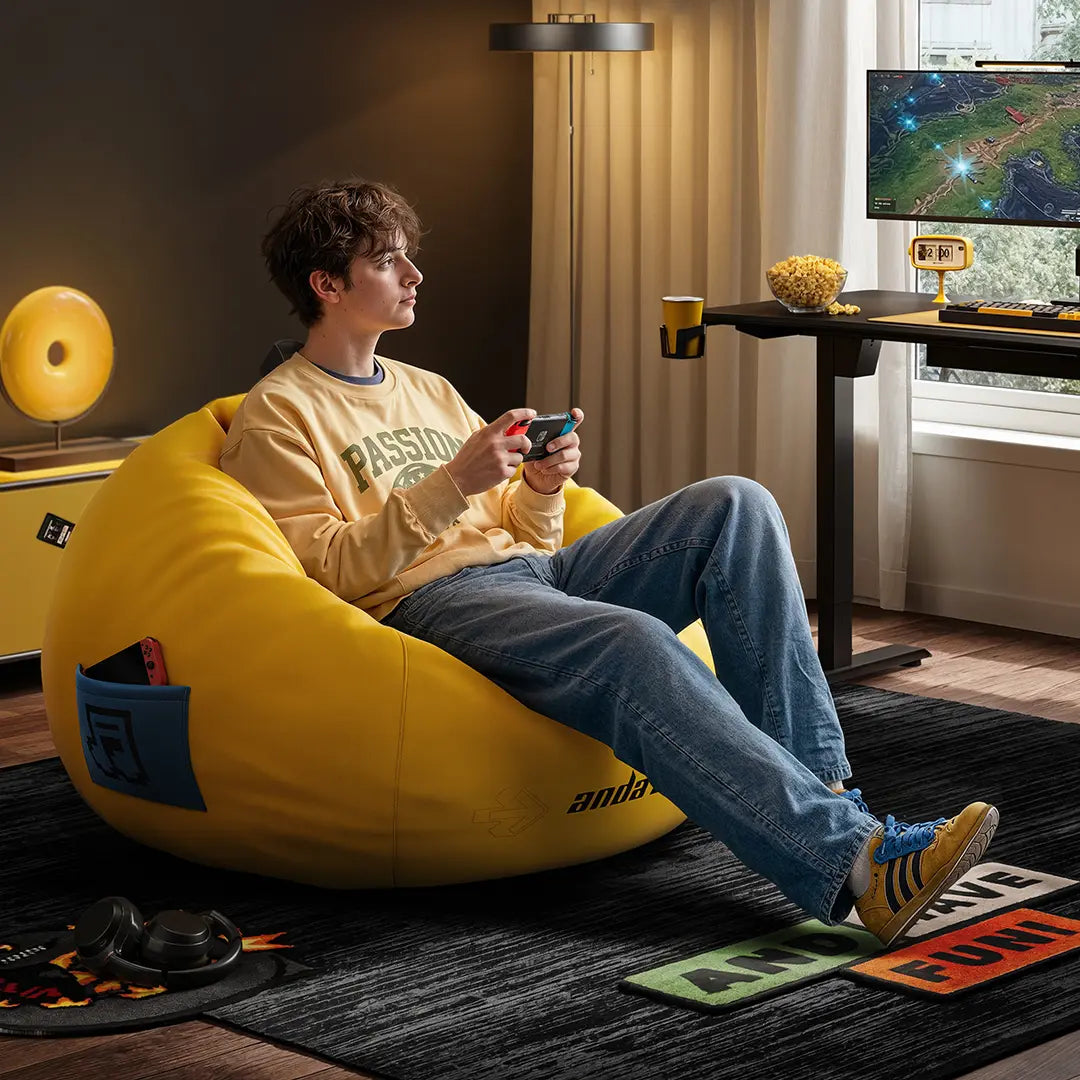 AndaSeat Minions Cloud Bean Bag Gaming Sofa with Footrest — official view 2