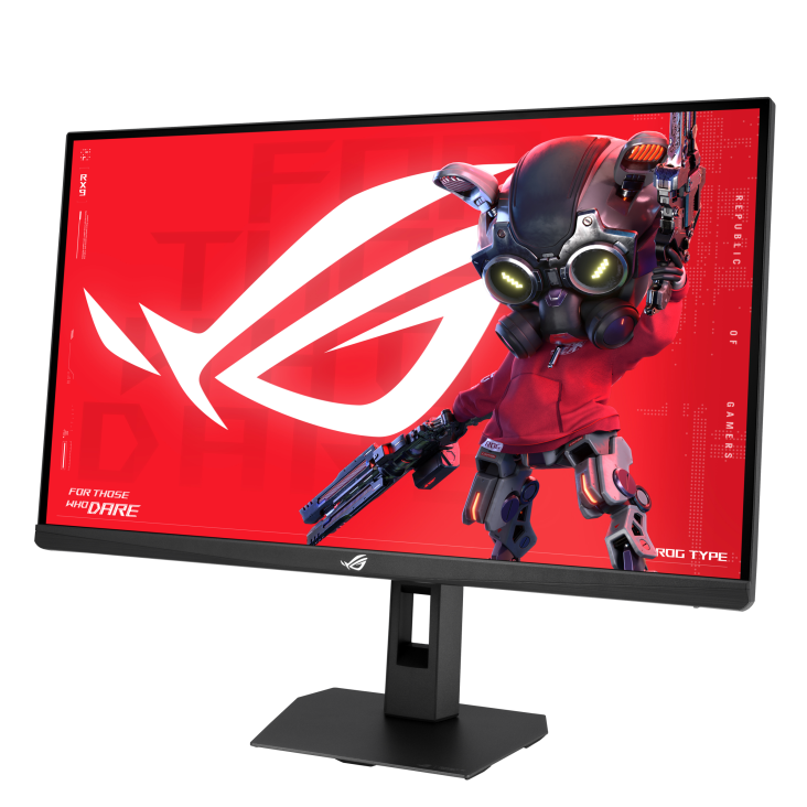 ASUS ROG Strix XG27UCSR 27-inch dual-mode gaming monitor — left angled view