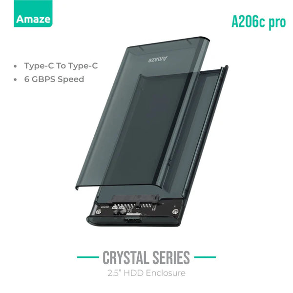 Amaze PHANTOM SERIES TRANSPARENT 2.5" HDD ENCLOSURE C TO C- 6GBPS | A206c Pro - Gaming Wala Bhai