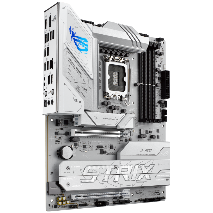 ROG STRIX B860-A GAMING WIFI front view, 45 degrees, viewed from right