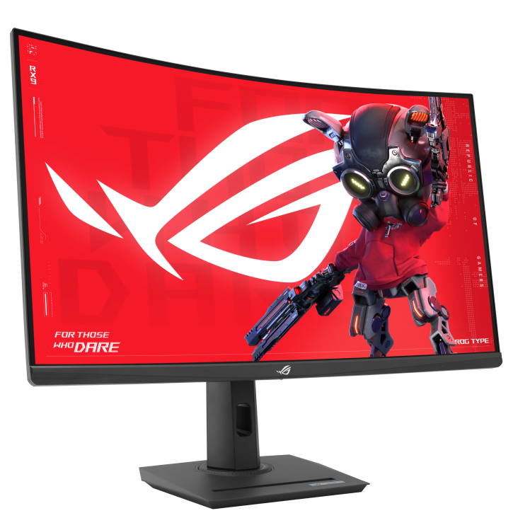 ROG Strix XG32WCMS front view, to the right