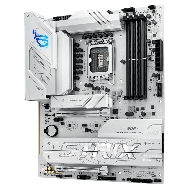 ROG STRIX B860-A GAMING WIFI front view, 45 degrees, viewed from left