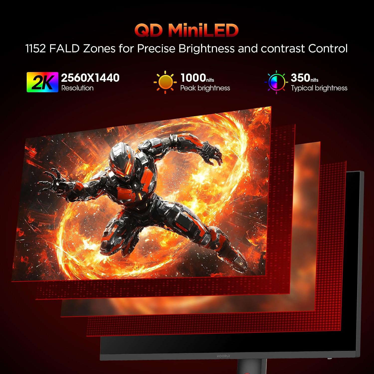 KOORUI S2721PM 27-inch QHD 200Hz Mini-LED gaming monitor — QD Mini-LED backlight