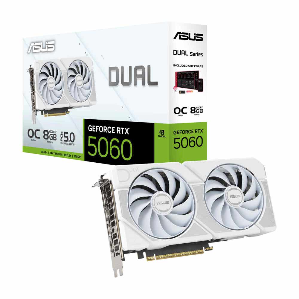 ASUS Dual GeForce RTX 5060 White OC graphics card