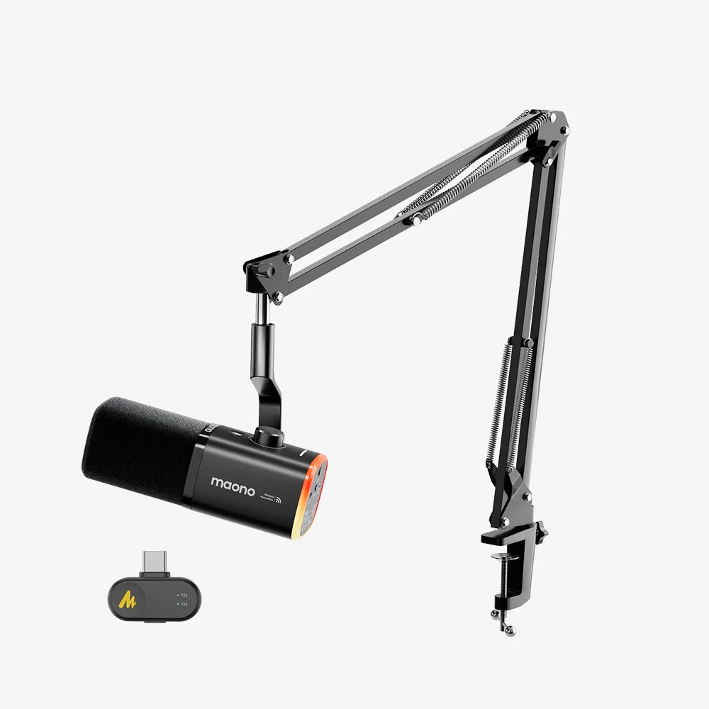MAONO PD100WS wireless USB dynamic microphone with boom arm
