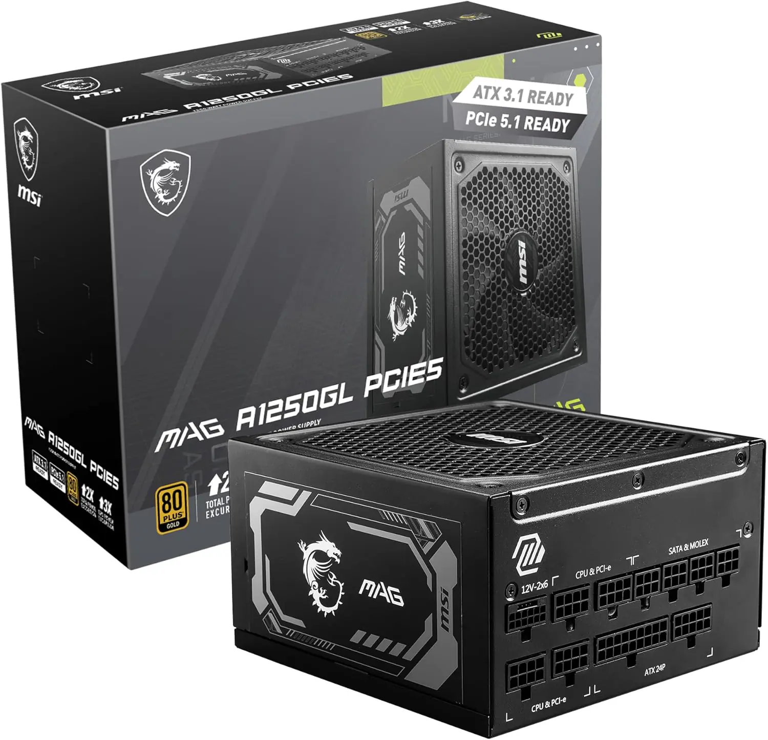 MSI MAG A1250GL PCIE5 1250W Fully Modular Power Supply product image