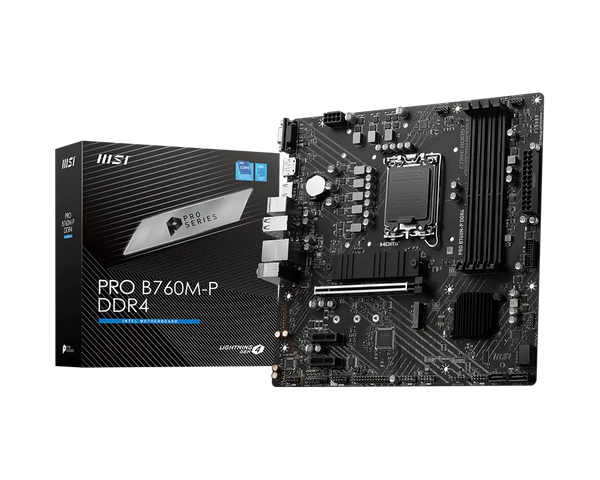 MSI PRO B760M-P DDR4 motherboard with retail box