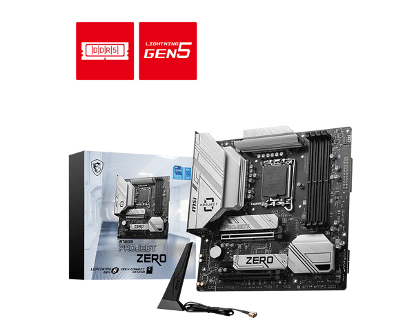 MSI B760M PROJECT ZERO WIFI motherboard with retail box