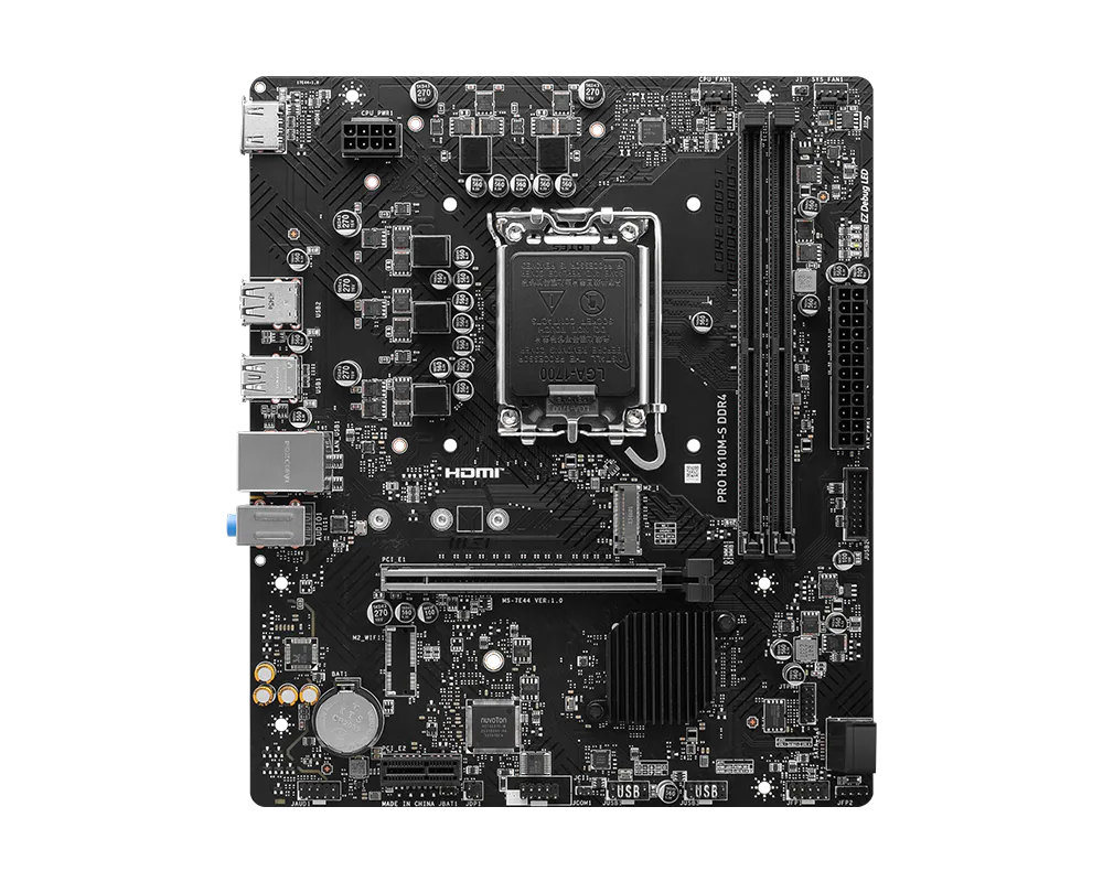 MSI PRO H610M-S DDR4 Motherboard rear view