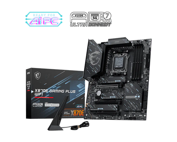 MSI X870E GAMING PLUS WIFI motherboard with retail box