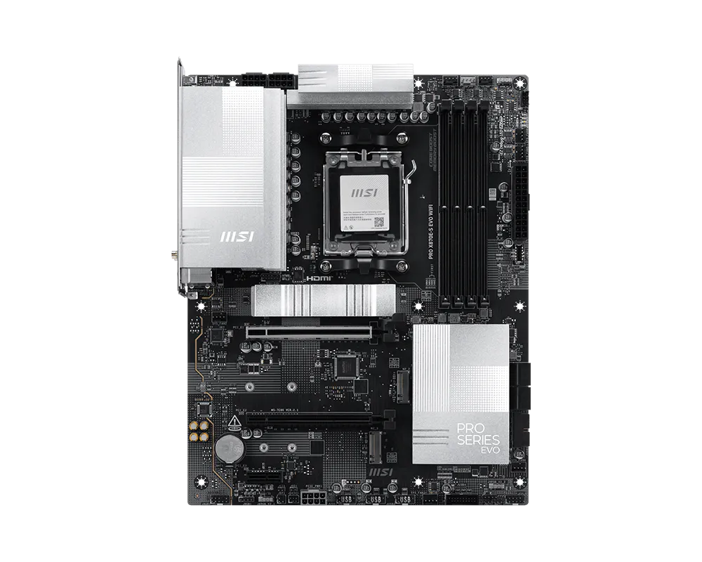 MSI PRO X870E-S EVO WIFI Motherboard rear view