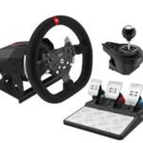 PXN V10 wheel, three pedals and gear shifter on white background