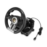 PXN V3 Pro racing wheel side view and USB cable on white background