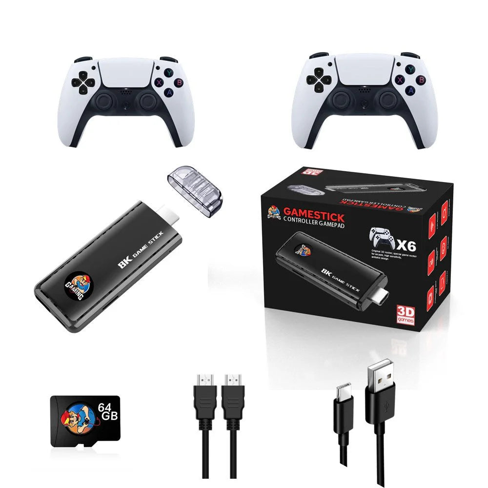 X6 64GB Classic 8K HD TV 40000+ Games with Console Wireless 2.4G Games Stick