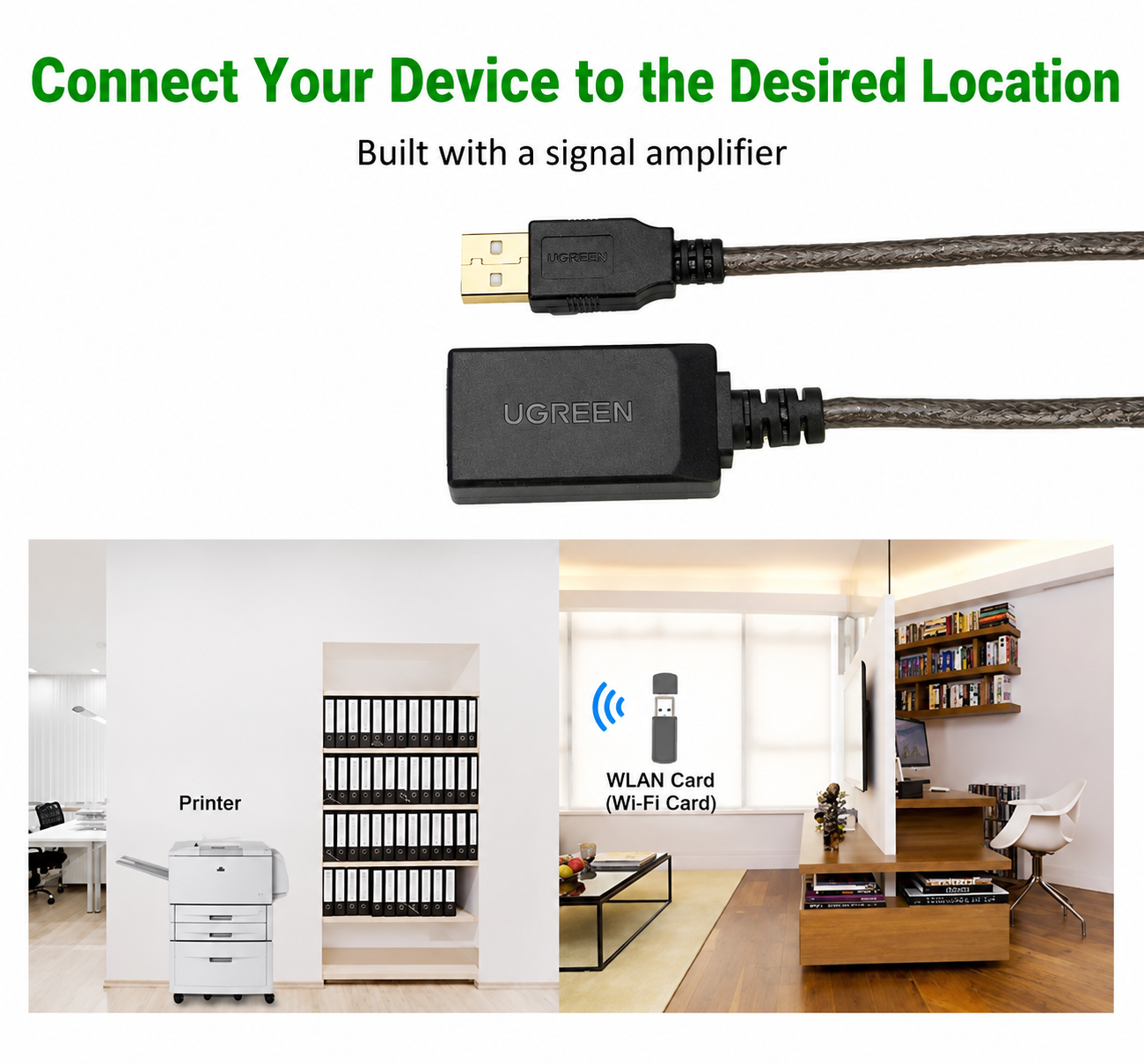 UGREEN 15m USB 2.0 Active Extension Cable (10323) — connection and usage detail 1