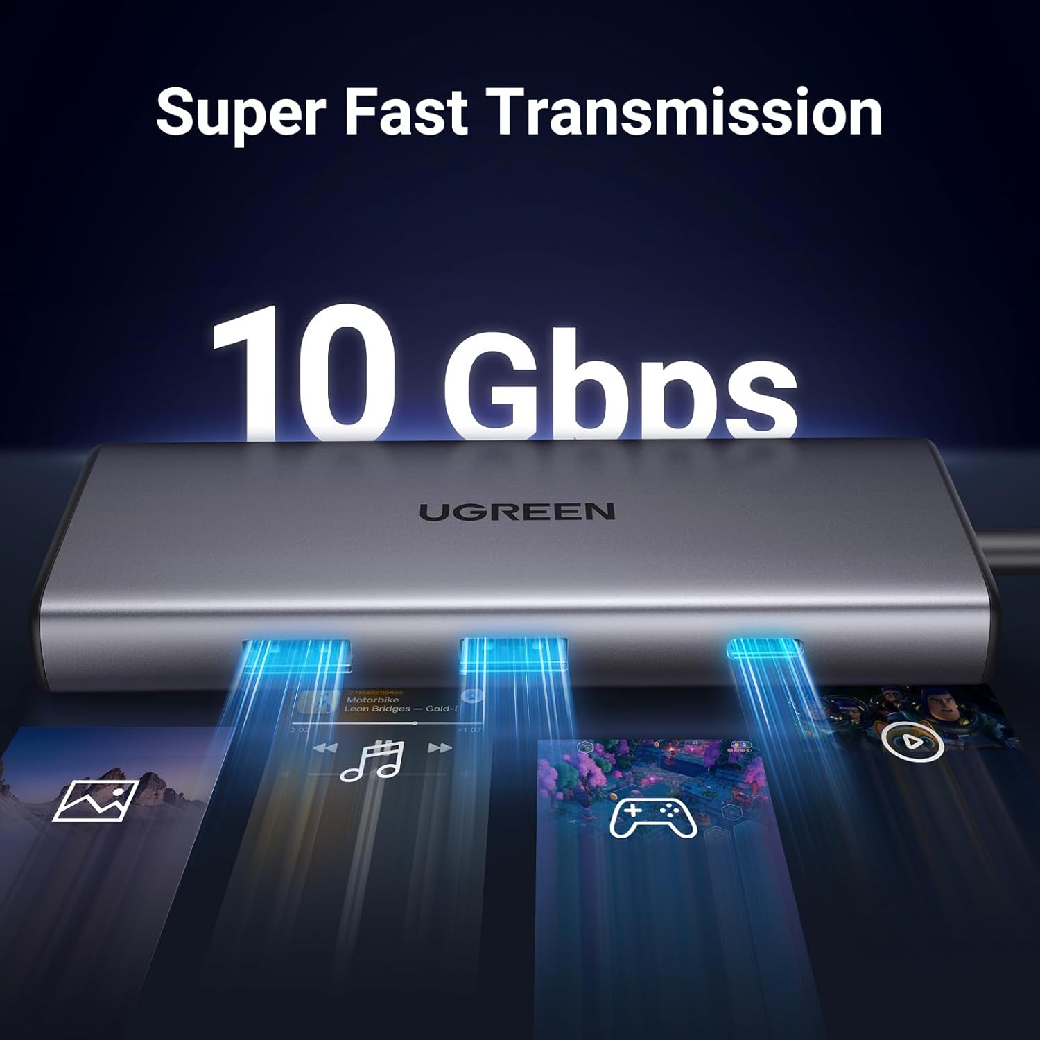 UGREEN 15531 Revodok Pro 107 USB-C 7-IN-1 Hub — connection and usage detail 2