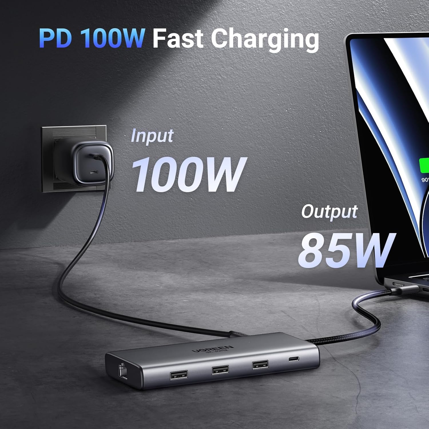 UGREEN Revodok Pro 210 10-in-1 USB-C Hub with Dual HDMI & 100W PD (15534) — connection and usage detail 3