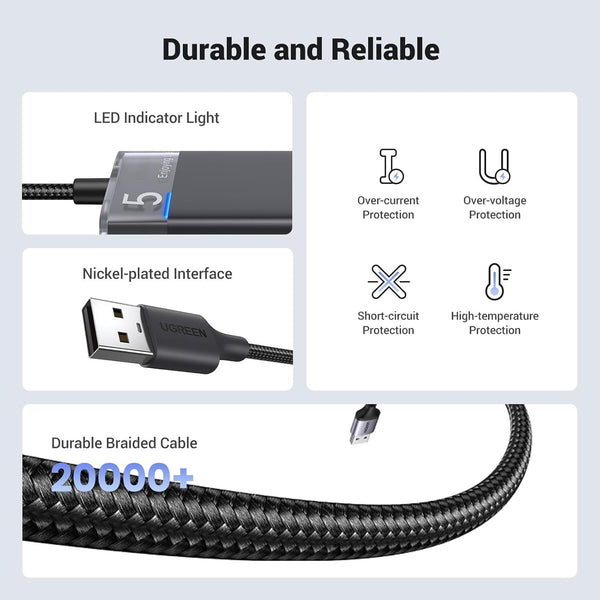 UGREEN 4-Port USB 3.2 HUB 5Gbps Data Transmission with LED Indicator USB C Power Supply for PC, Laptop, Flash Drive, Mobile HDD, Windows (15548) — product view