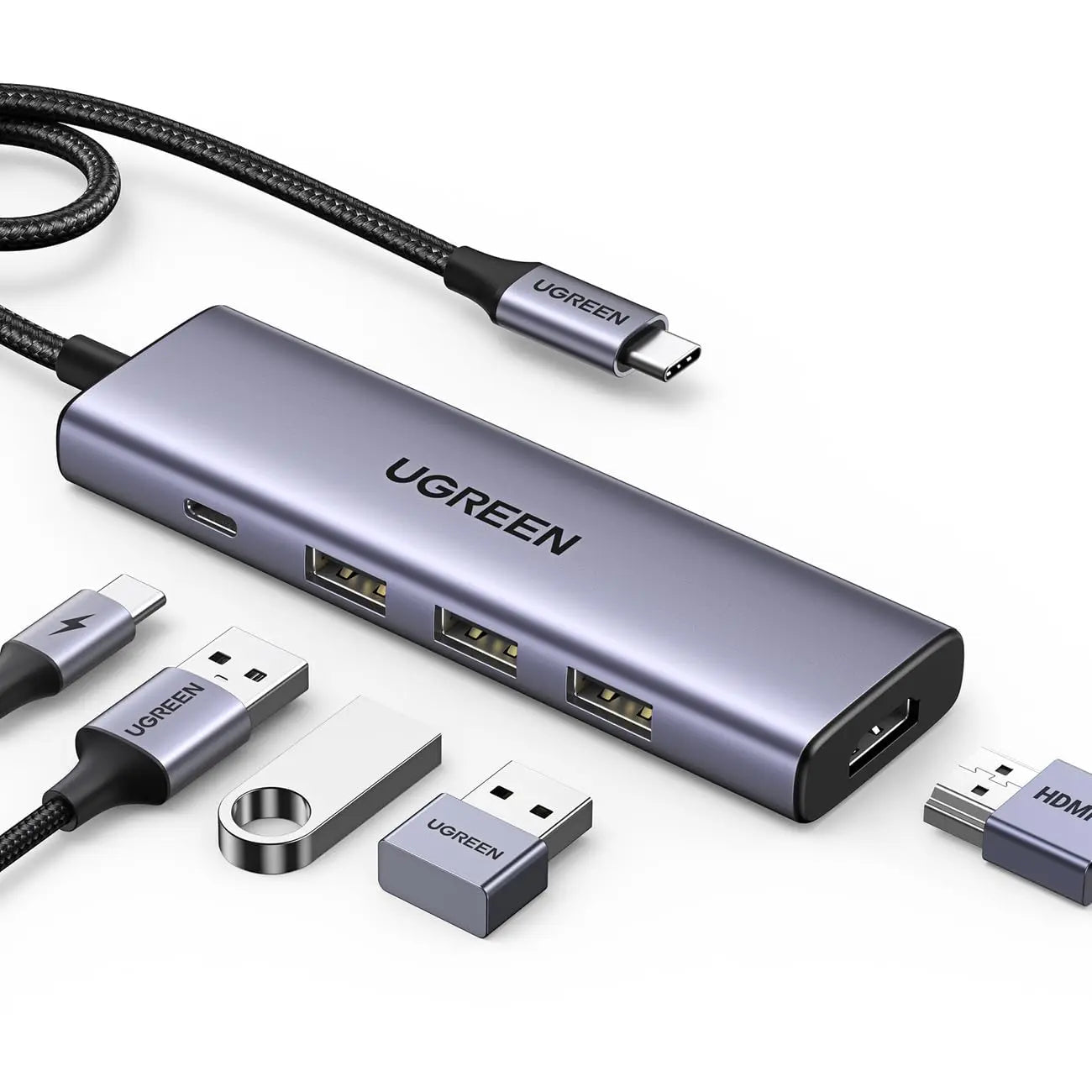 UGREEN 15596 5-in-1 USB-C Hub, 4K30 HDMI & 100W PD — product view