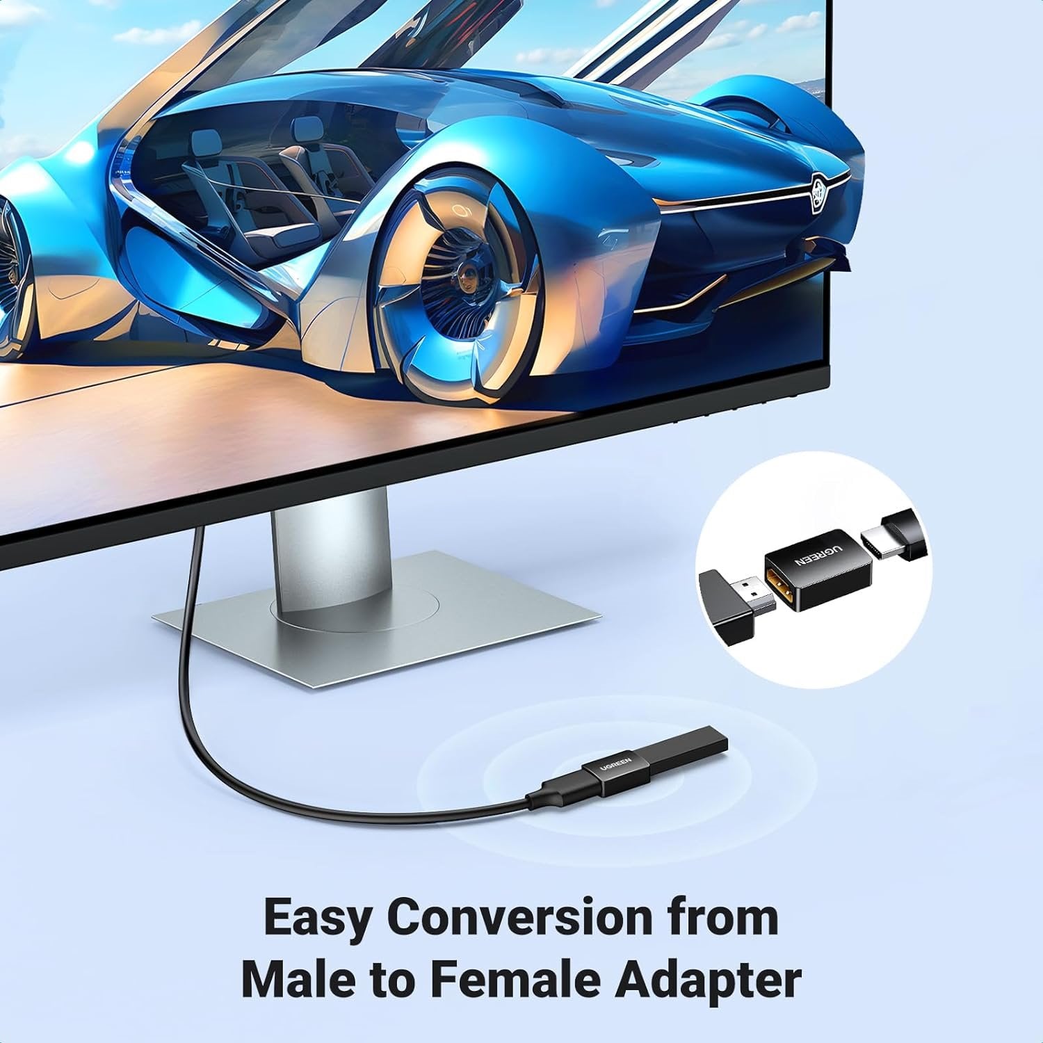 UGREEN 20107 HDMI Coupler 4K@60Hz HDMI Female to Female Adapter HDMI 2.0 Extender for HDMI Cables 3D HDMI Connector Compatible with HDTV Roku TV Stick Chromecast Nintendo Switch Xbox PS5/4 Laptop PC — connection and usage detail 2