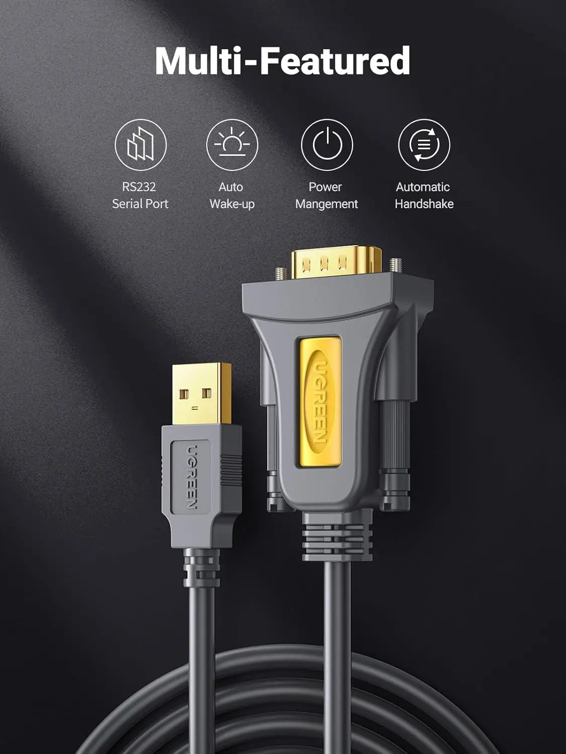 UGREEN USB-A to RS232 DB9 Adapter with PL2303, 2m (20222) — connection and usage detail 2