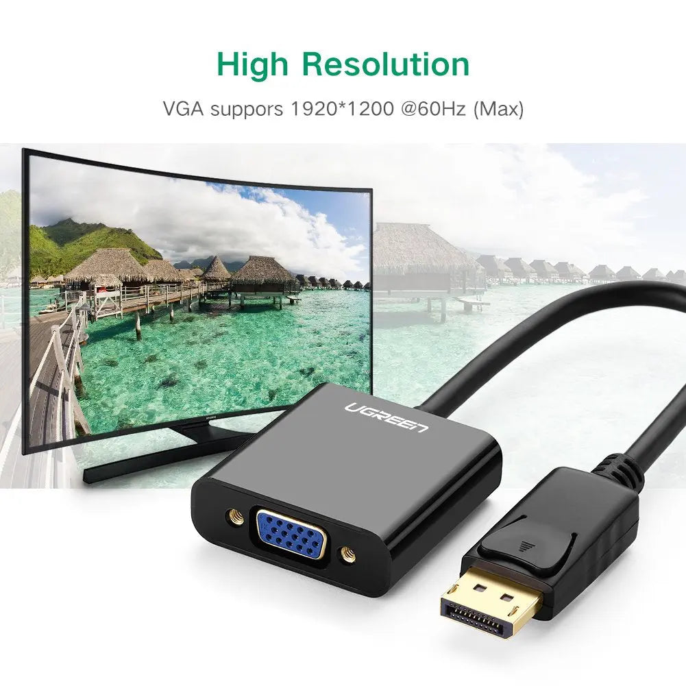 UGREEN DisplayPort to VGA Adapter DP Male to VGA Female Converter 1080P 60Hz Durable ABS Case Monitor Projector HDTV (20415) — connection and usage detail 3