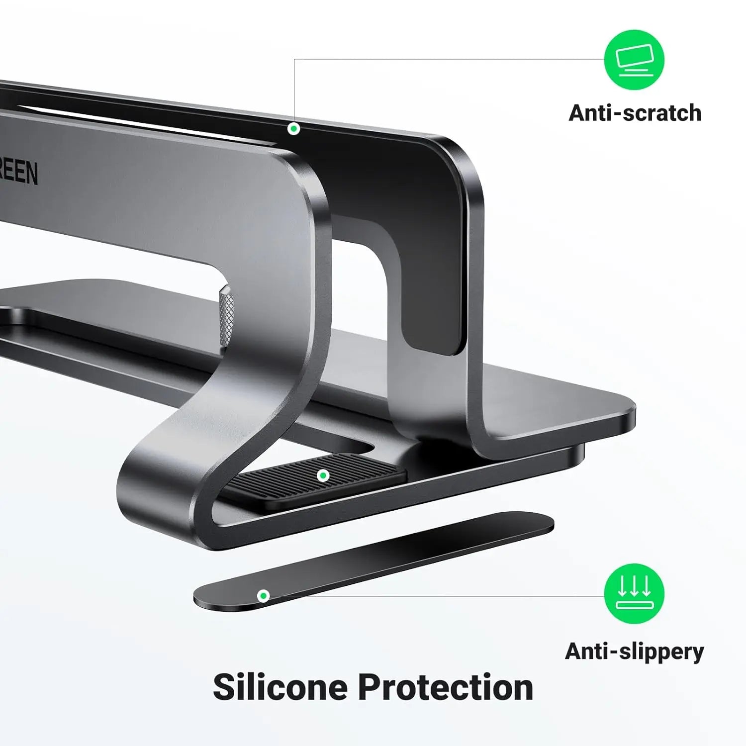UGREEN Adjustable Vertical Laptop Stand, 12–26mm (20471) — connection and usage detail 2