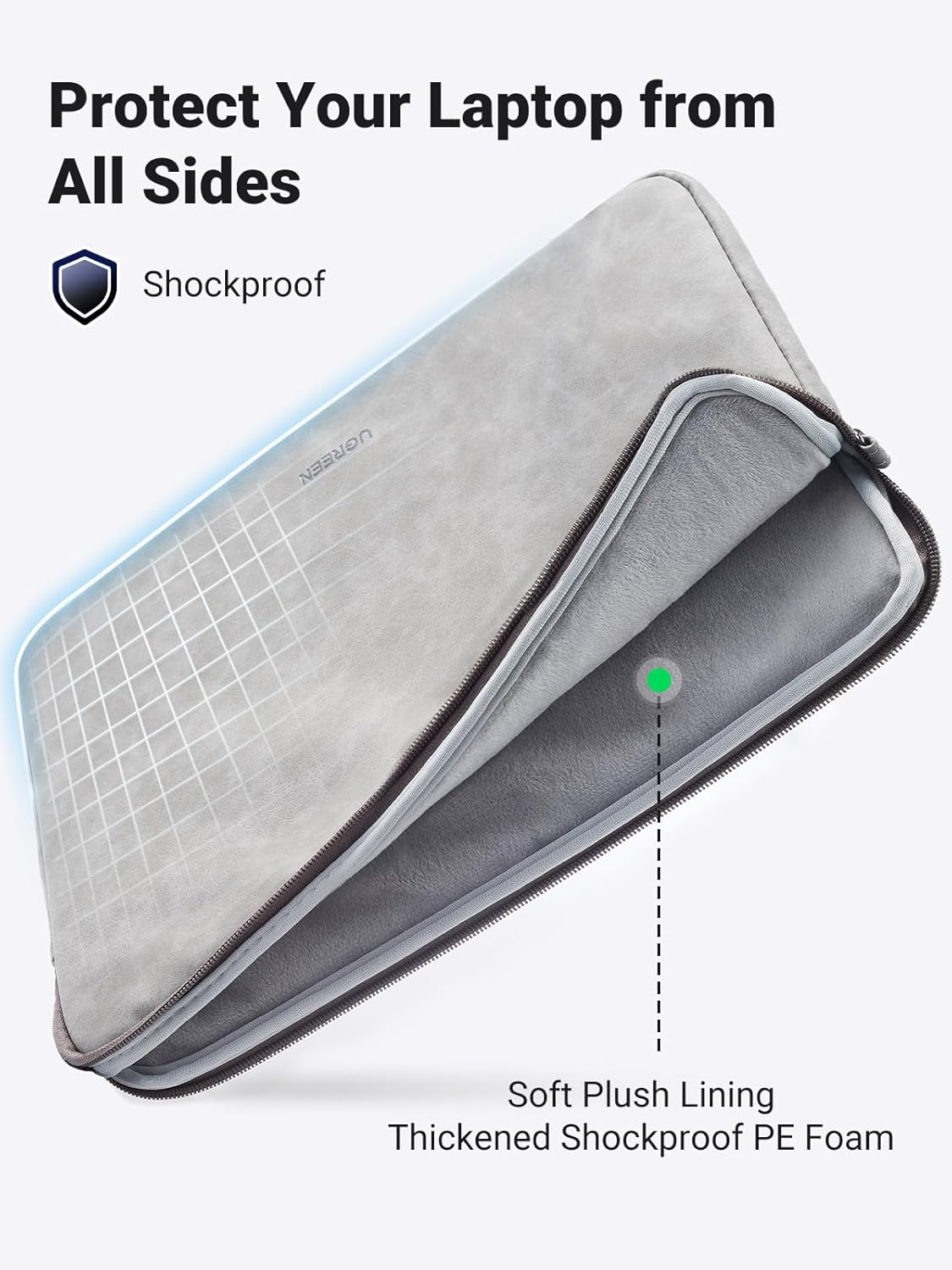 UGREEN 20476 14-15 Inch Laptop Sleeve, Shockproof, Water-Resistant Case — connection and usage detail 2