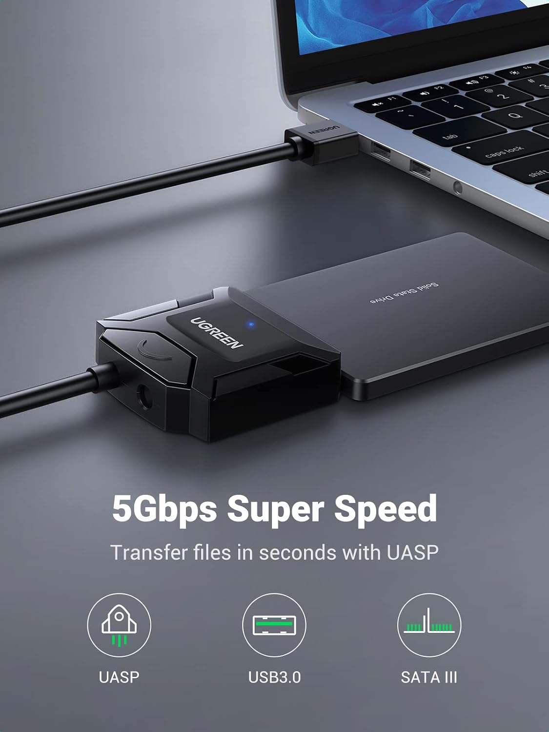 UGREEN 20611 USB 3.0 to SATA HDD/SSD Adapter — connection and usage detail 2