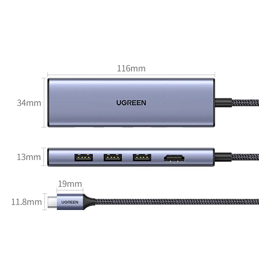 UGREEN 20956A 6-in-1 USB-C Hub 4K HDMI, 3 USB 3.0 Ports, SD &amp; TF Card Readers — connection and usage detail 1