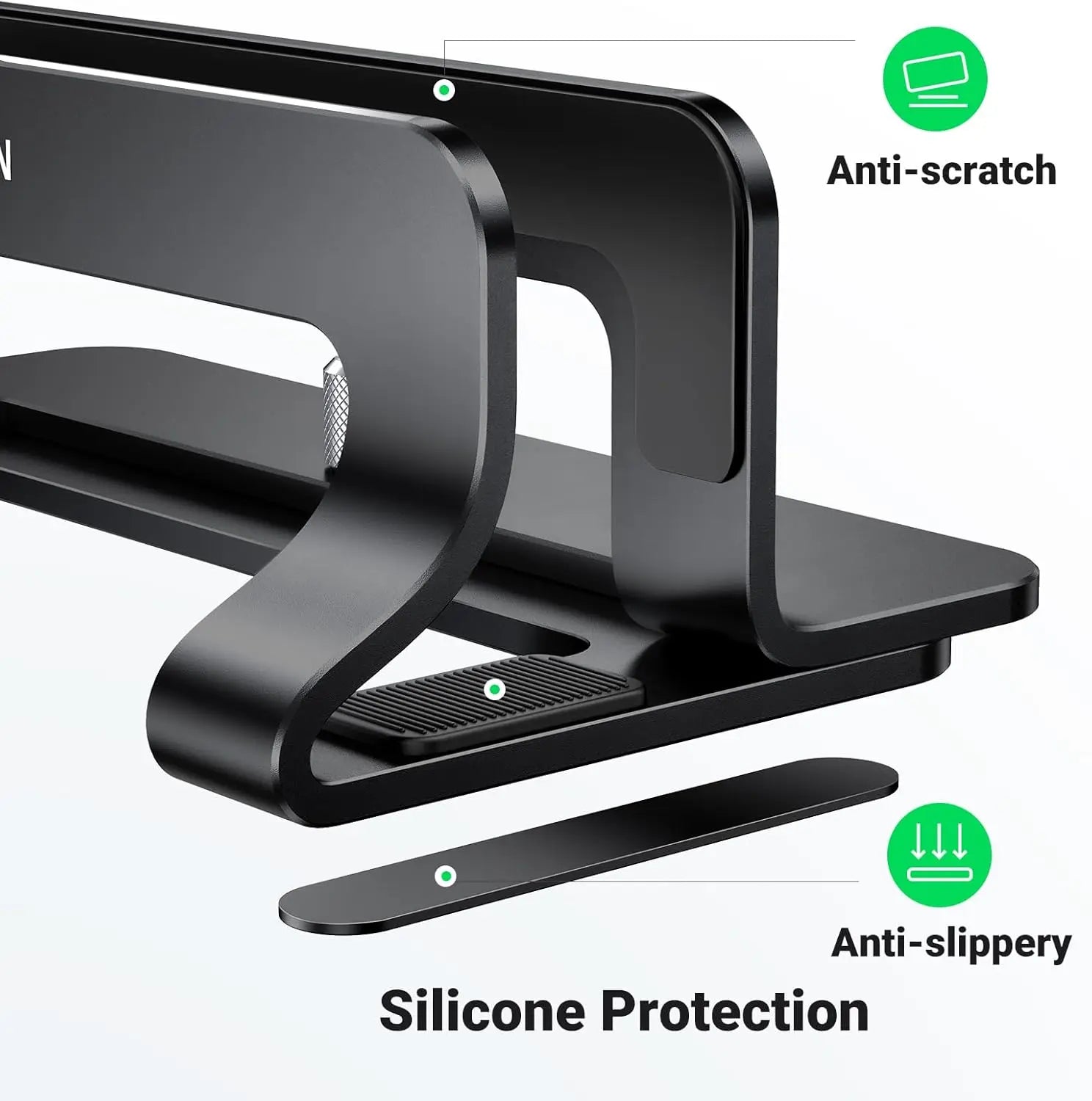 UGREEN Vertical Laptop Stand Adjustable Aluminum Dock MacBook Surface Chromebook 15.6 Inch Desktop Holder Space Saver (25706) — connection and usage detail 3