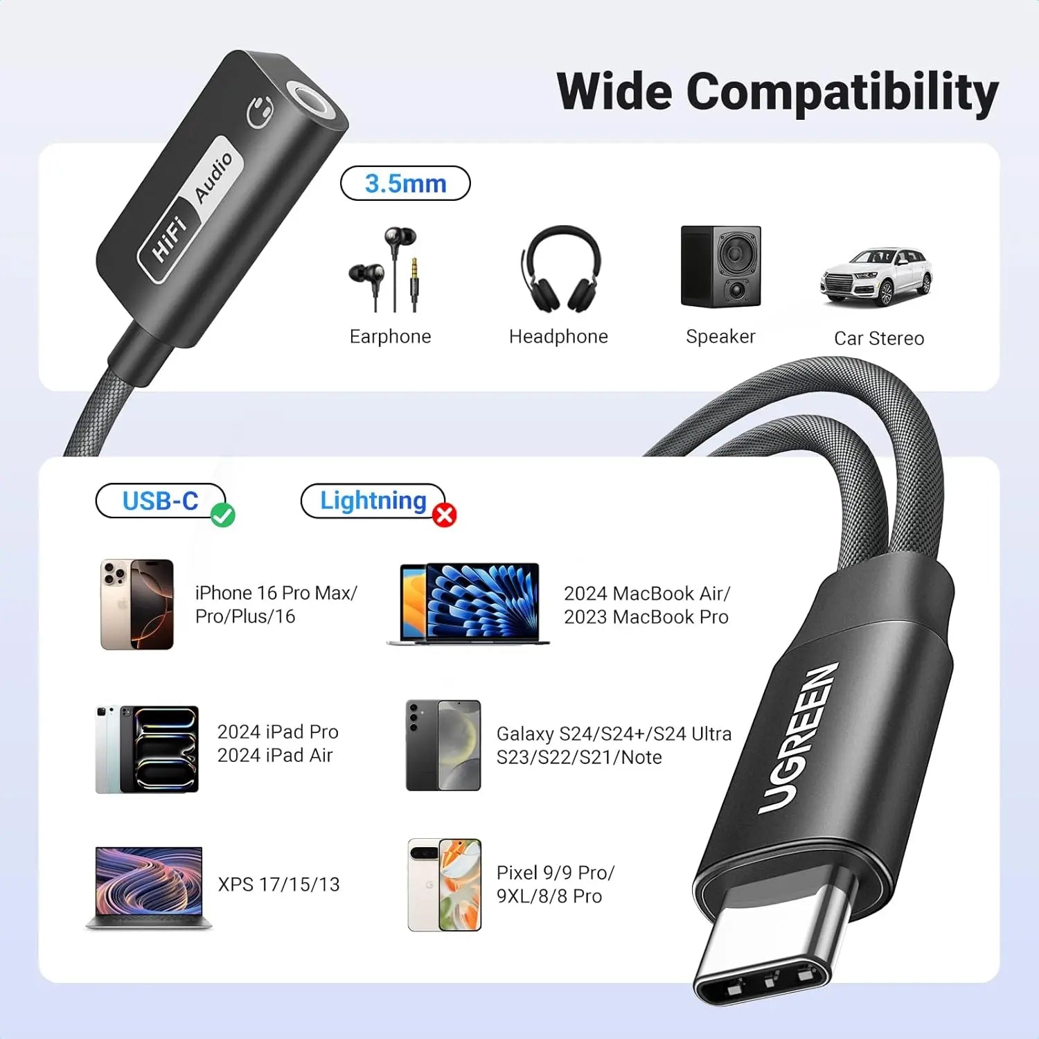 UGREEN USB-C Audio + 60W Charging Adapter (25837) — connection and usage detail 3