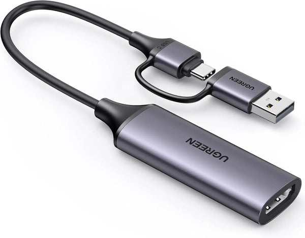 UGREEN Full HD 1080p Video Capture Card | 4K HDMI to USB-A/USB-C | HDMI Capture Device for Video & Audio Recording | Compatible with Switch, PS5, Xbox, iPadOS & macOS (25854) — product view