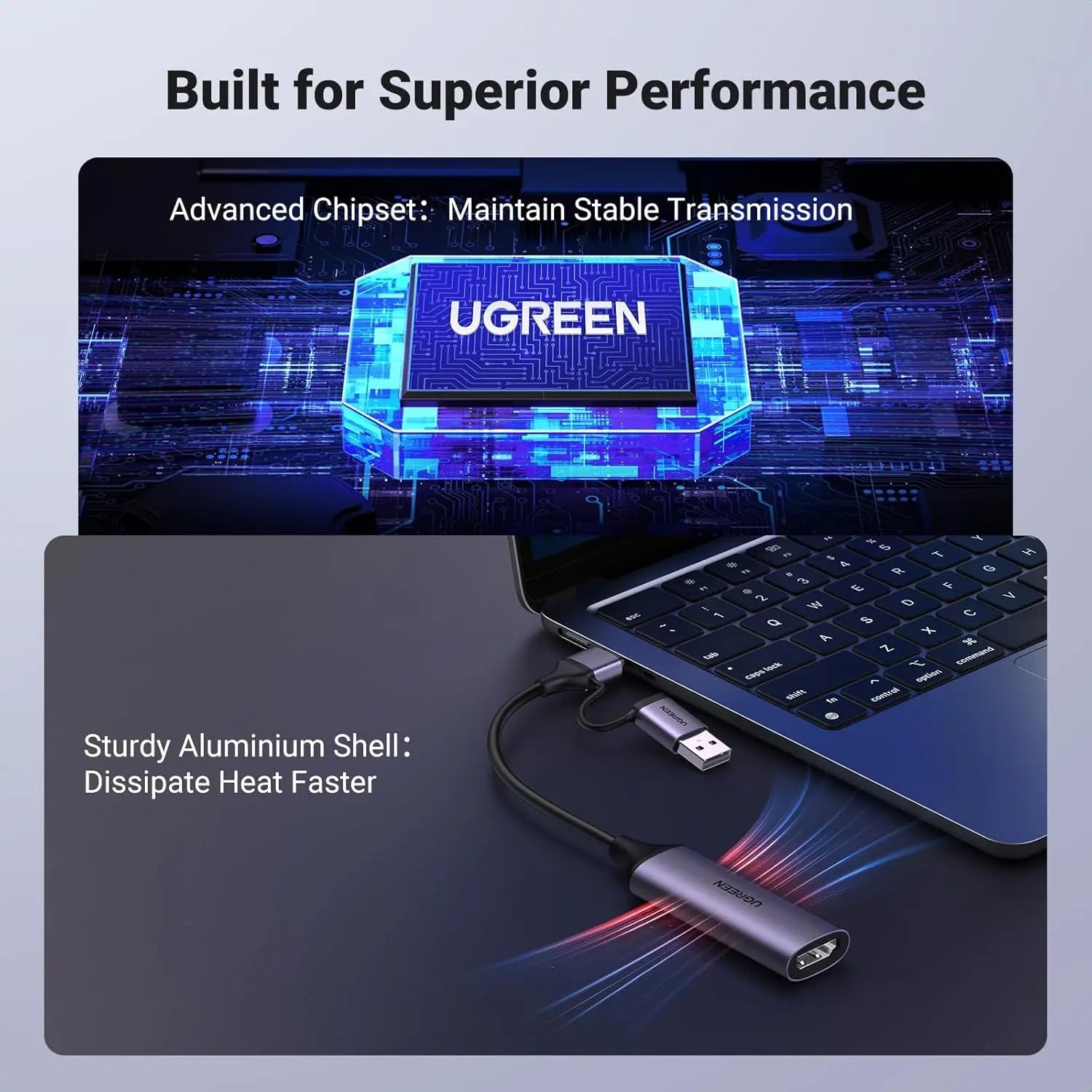 UGREEN Full HD 1080p Video Capture Card | 4K HDMI to USB-A/USB-C | HDMI Capture Device for Video & Audio Recording | Compatible with Switch, PS5, Xbox, iPadOS & macOS (25854) — connection and usage detail 1