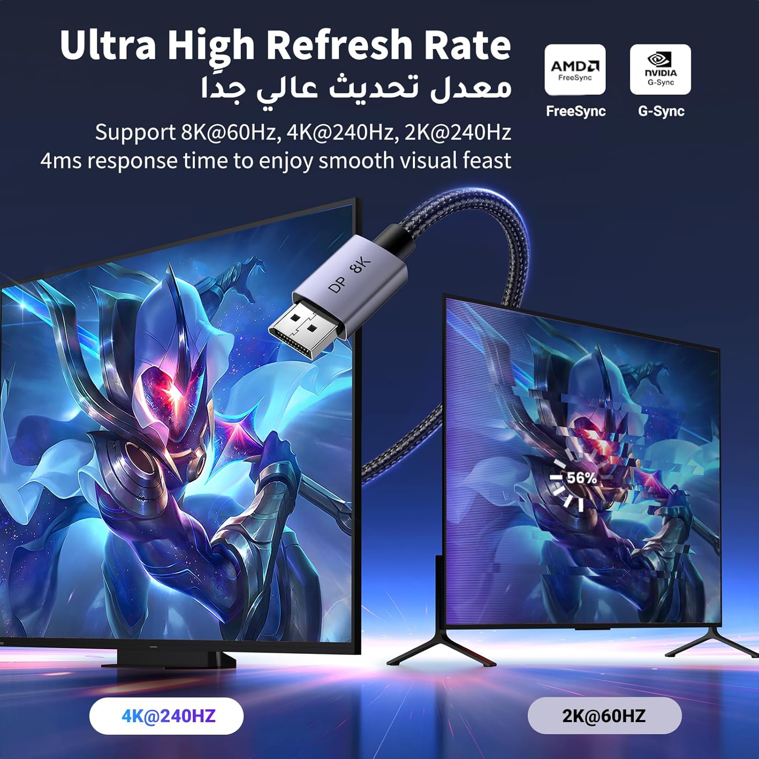 UGREEN 25906 8K DP to DP Cable (3 Meter) DisplayPort 1.4 Cable — connection and usage detail 1