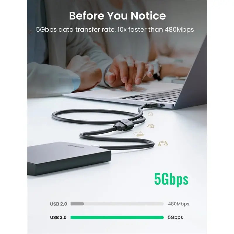 UGREEN 3m USB 3.0 Type-A Extension Cable, 5Gbps (30127) — connection and usage detail 2