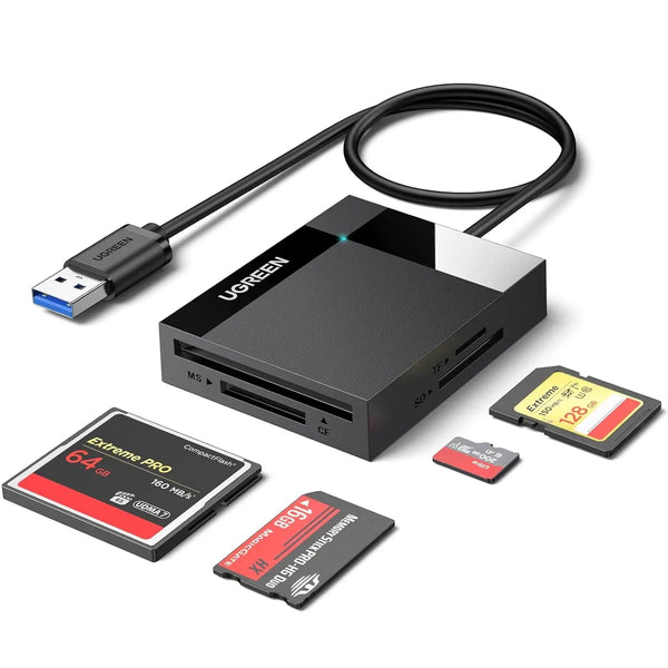 UGREEN 30333 USB 3.0 4-in-1 SD/TF/CF/MS Card Reader, 0.5m — product view