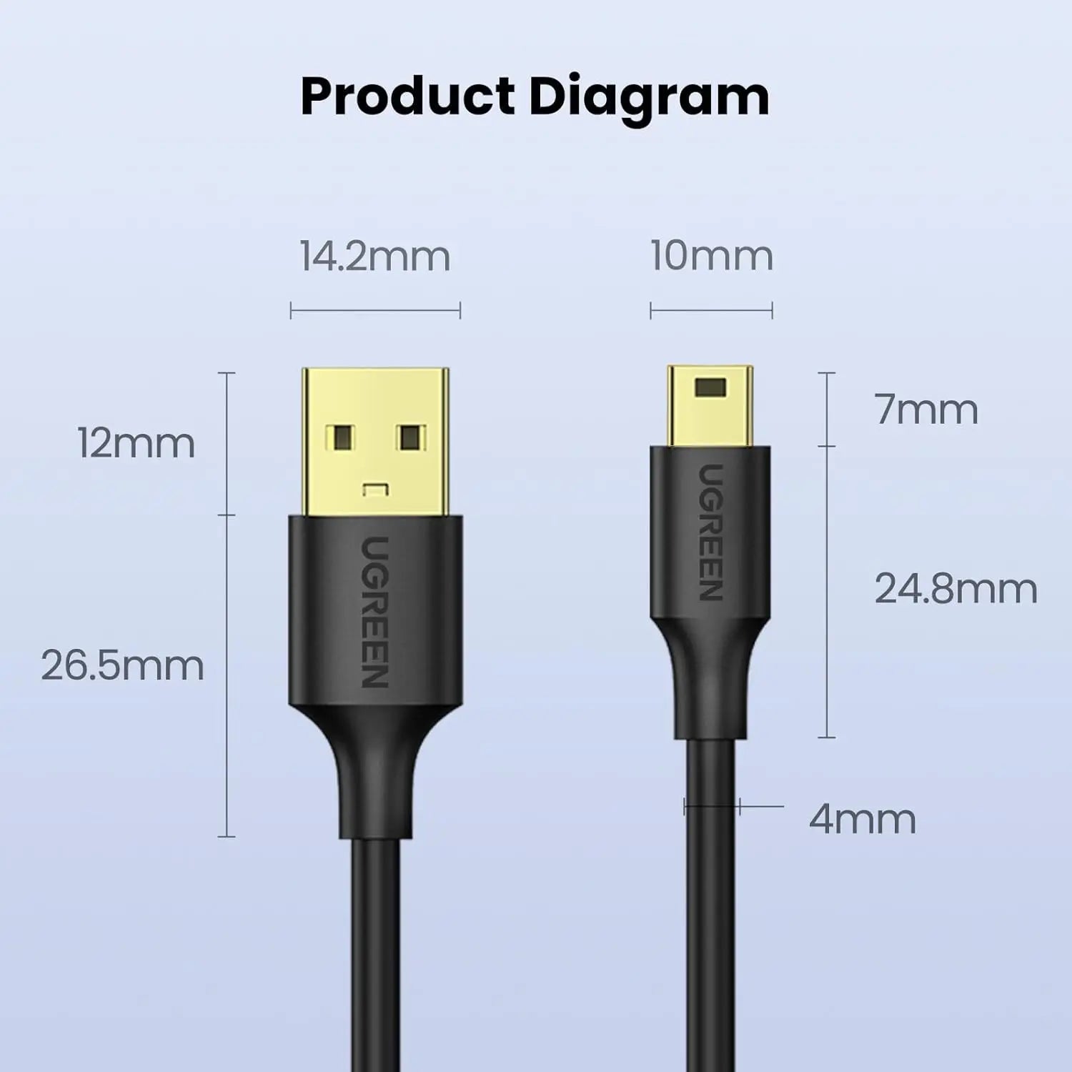 UGREEN US132 30472 USB-A to Mini-B Cable, 2m — connection and usage detail 1