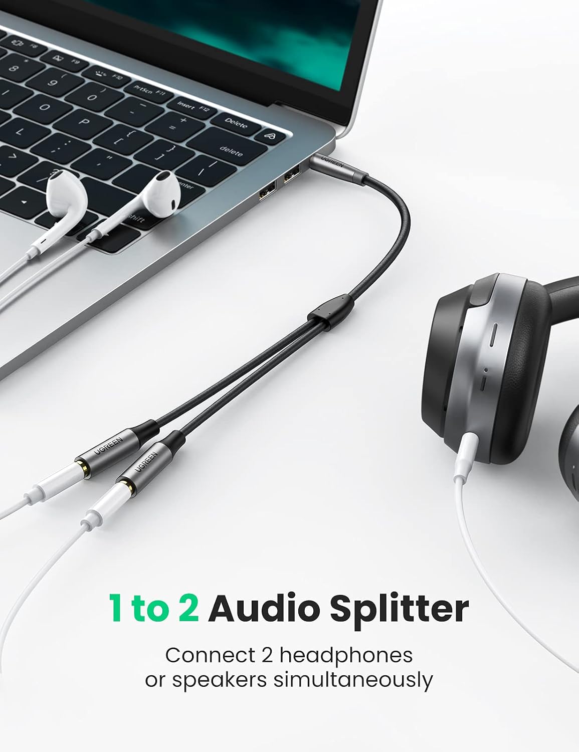 UGREEN AV141 30619 20cm 3.5mm TRRS Sharing Splitter — connection and usage detail 2