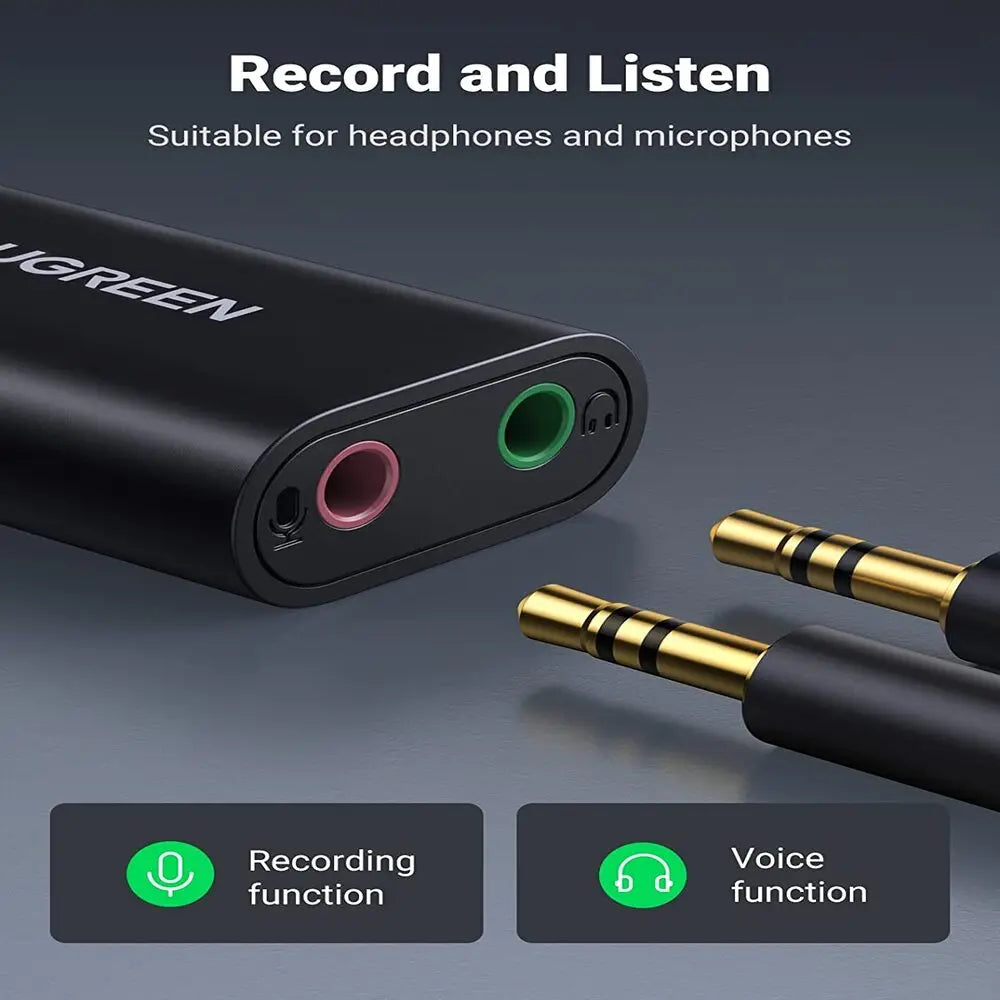 UGREEN 30724 USB 2.0 External Sound Card Adapter — connection and usage detail 2