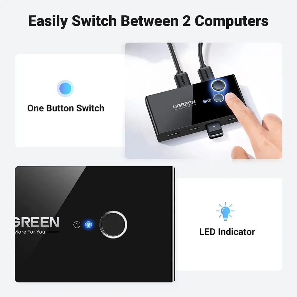 UGREEN 30768 2-PC 4-Port USB 3.0 Sharing Switch — connection and usage detail 1