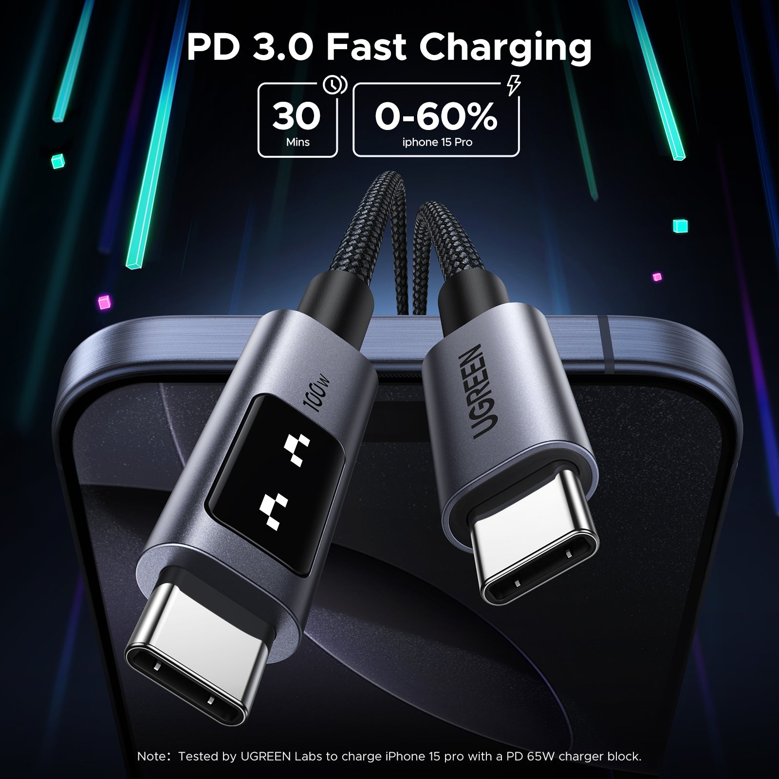 UGREEN Uno USB-C to USB-C Cable 100W — connection and usage detail 1