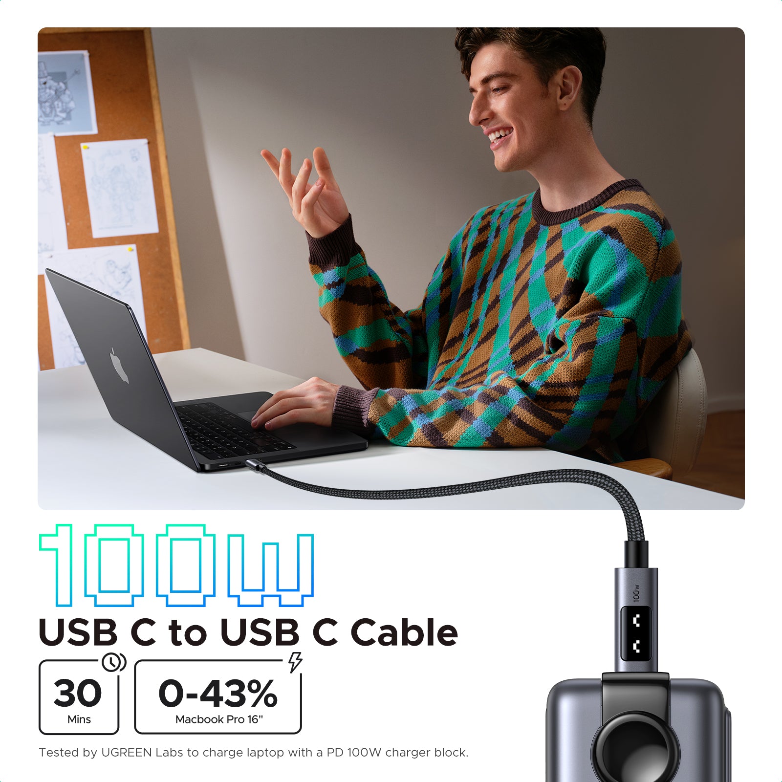 UGREEN Uno USB-C to USB-C Cable 100W — product view
